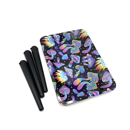 Rolling Tray 18X12.5CM with colorful design and black accessory tubes.