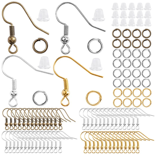300Pcs Earrings Set Hypoallergenic Earring Hooks Jump Rings Clear Rubber Earring Backs For Jewelry Making Findings Accessories Good Vibrations