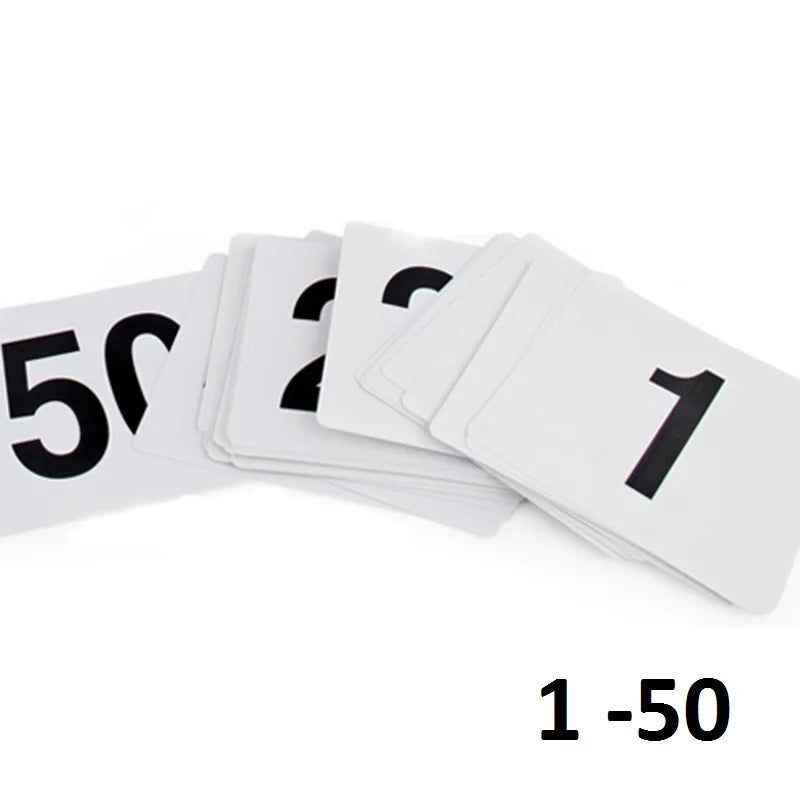 1- 100 Wedding Table Numbers Seat Cards Plastic Double White Black Table Number Signs Durable Square Restaurant Cafe Bar Utensil Good Vibrations
