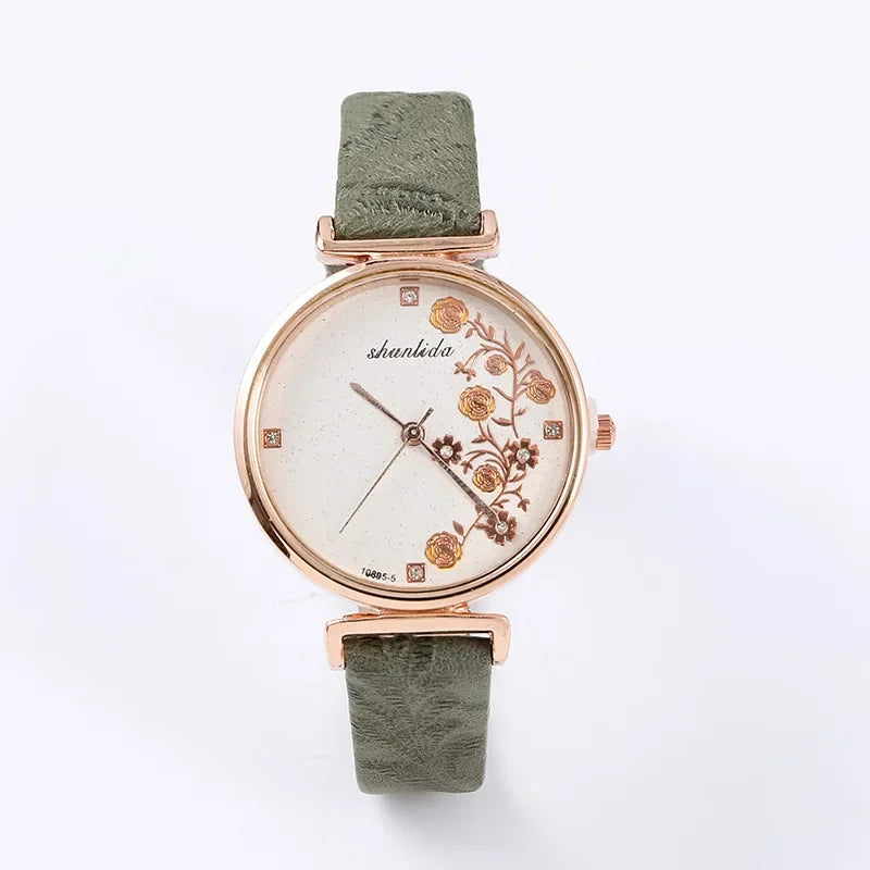 Fashion Butterfly Women Watches 2025 Simple Brown Quartz Watch Vintage Leather Ladies Wristwatches Clock часы женские наручные Good Vibrations