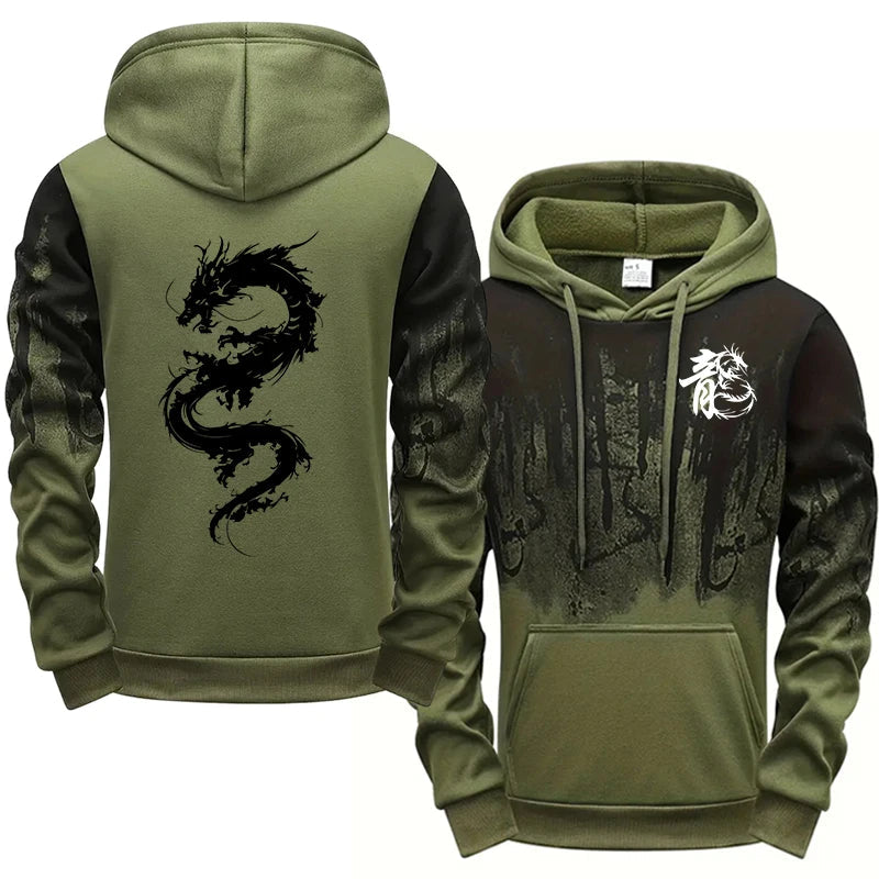 Chinese Dragon Tracksuit Hooded Sweatshirt Sweatpants City Vibe Hoodie 2 Piece Set Autumn Winter Men's Daily Casual Sport Outfit Good Vibrations