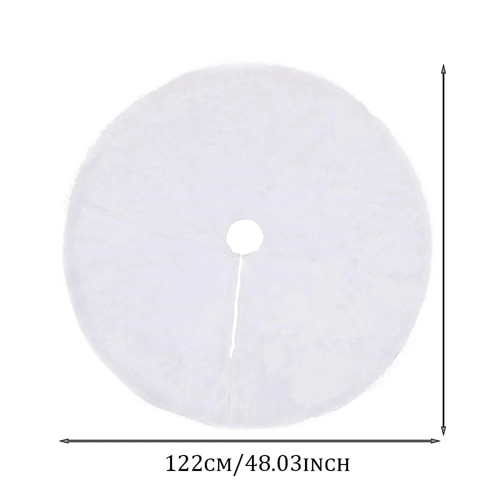Christmas Tree Decoration,78/90/122cm White Plush Christmas Tree Skirt,Xmas Tree Base Mat,Christmas Home Decoration 2025 Good Vibrations