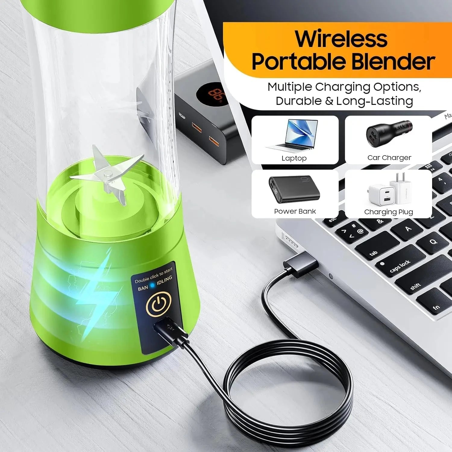 New Mini Portable Blender Bottle USB 6 Blades Fruit Fresh Juicer Smoothies Mixer Machine Crusher Food Processor for Kitchen Good Vibrations