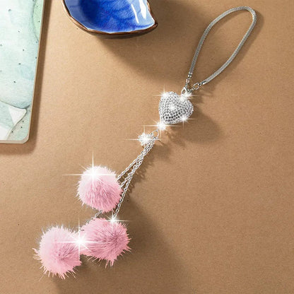 Fashion Diamond Car Accessorie Bling Hairball Pendant Auto Rearview Mirror Pendant Birthday Gift Auto Decoraction Ornaments Good Vibrations