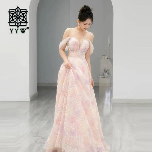 Plus Size Long Evening Dress Exquisite 3D Flowers Prom Dresses Luxury Off Shoulder Formal Occasion Dresses Women Party Dress Good Vibrations