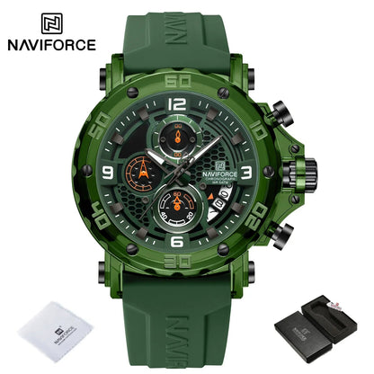 NAVIFORCE for Men Silicone Strap Luxury Fashion Quartz Watches Wrist watch Sports Chronograph 5TM Waterproof Male Watches GIfts Good Vibrations