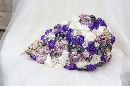 High quality Crystal Bride Waterfall Bouquet Bridesmaids Accessories Handmade Satin Rose Elegant Wedding Flowers Bridal Bouquet Good Vibrations