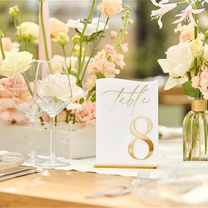Wedding Table Numbers White Acrylic 3D Gold Mirror Table Numbers with Stands Wedding Table Decor Wedding Reception Good Vibrations