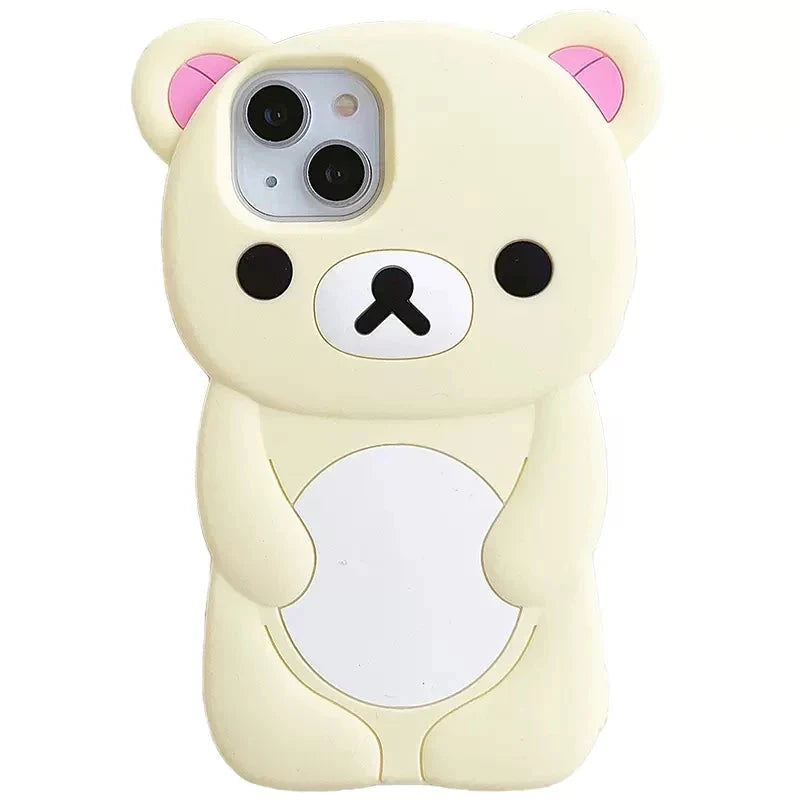 Rilakkuma Bear Silicone Soft Cover Case For iPhone 17 16 15 14 13 12 11 Pro Max mini Plus Xs XR 6 7 8 Plus Good Vibrations