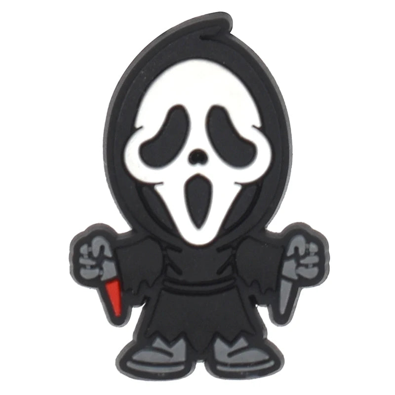 1PCS Hot Selling Ghost Series Shoe Charm PVC Sandal Accessories DIY Cartoon Skeleton Bag Wristband Decor Halloween Gifts Good Vibrations