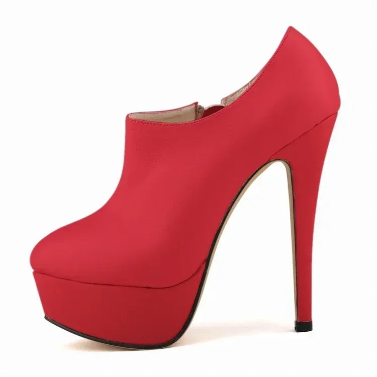 Women Boots Sexy Stilettos Fashion Autumn Winter 14cm Round Toes High Heels Ladies Casual Platform Pumps Leather Party Shoes Good Vibrations
