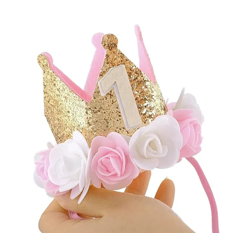 DIY 1st 2nd 3rd Birthday Crown Hat Handmade Accessories Baby One Happy Birthday Party Headband Hat Baby Shower Party Supplies Good Vibrations