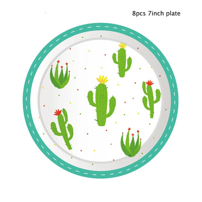 Llama Party Disposable Tableware Cartoon Cactus Alpaca Paper Plates Cups Kids Birthday Party Decoration Baby Shower Supplies Good Vibrations