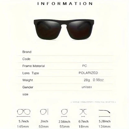2pcs Square Polarized Sunglasses Anti Glare Sun Shades For Party Vacation Travel Driving Fishing gafas de sol para hombre Good Vibrations