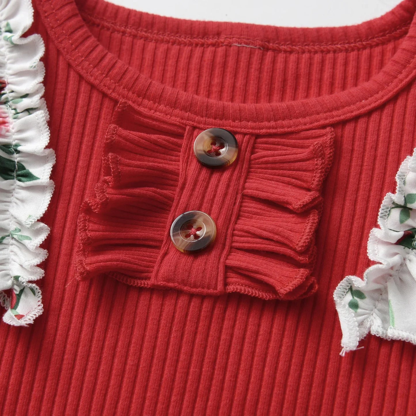 Newborn Infant Baby Girl Spring Autumn 3PCS Clothes Set Knitted Long Sleeve Bodysuit Top + Floral Printed Pants + Bow Headband Good Vibrations