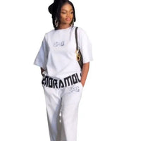 2025 Short-sleeved Suit Casual And Fashionable Sports Two-piece Set Loose Loose And Slimming Conjuntos Para Mujeres 2 Piezas Good Vibrations