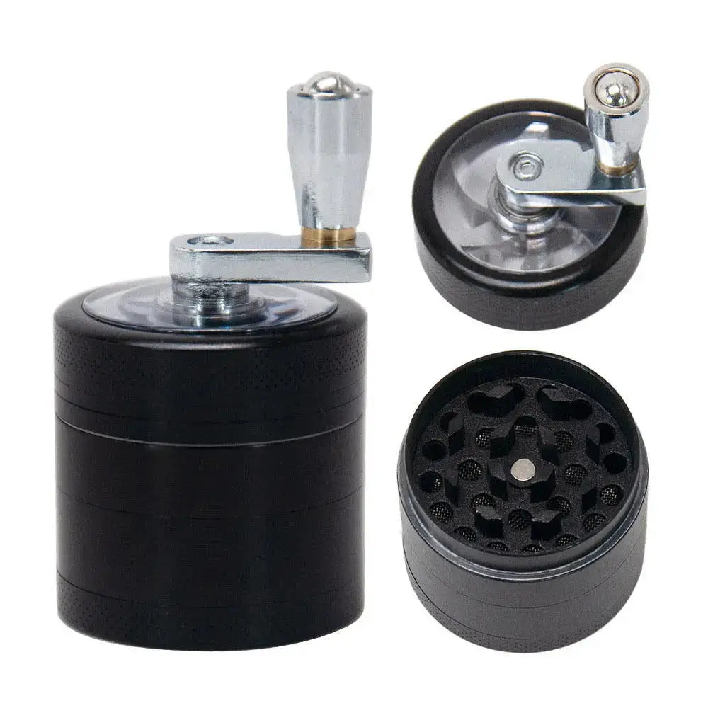 4-layer zinc alloy herbal crusher grinder with magnetic lid and sharp teeth for fine grinding.