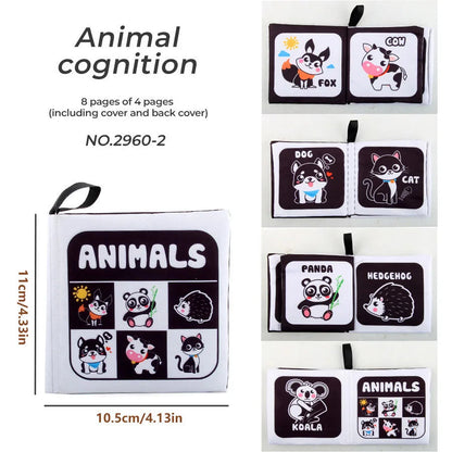 4 Pages Enlightenment Early Learning Books Children Black and White Cloth Book for Kids Montessori Educational Toys Good Vibrations