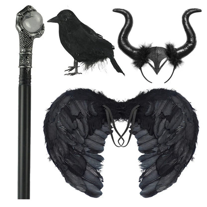 Halloween Costume For Kids Black Witch Dress Luxury Lace Sequin Evil Role Playing Costume Maleficent Dress Up Outfit Ghost Bride Good Vibrations