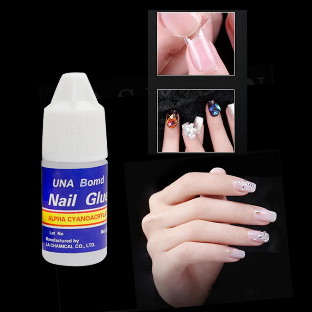 5Pcs Fast Drying Nail Art Glue Glitter UV Acrylic Rhinestones Press on Nails Strong Adhesive Nail Glue False Tips Manicure Tool Good Vibrations