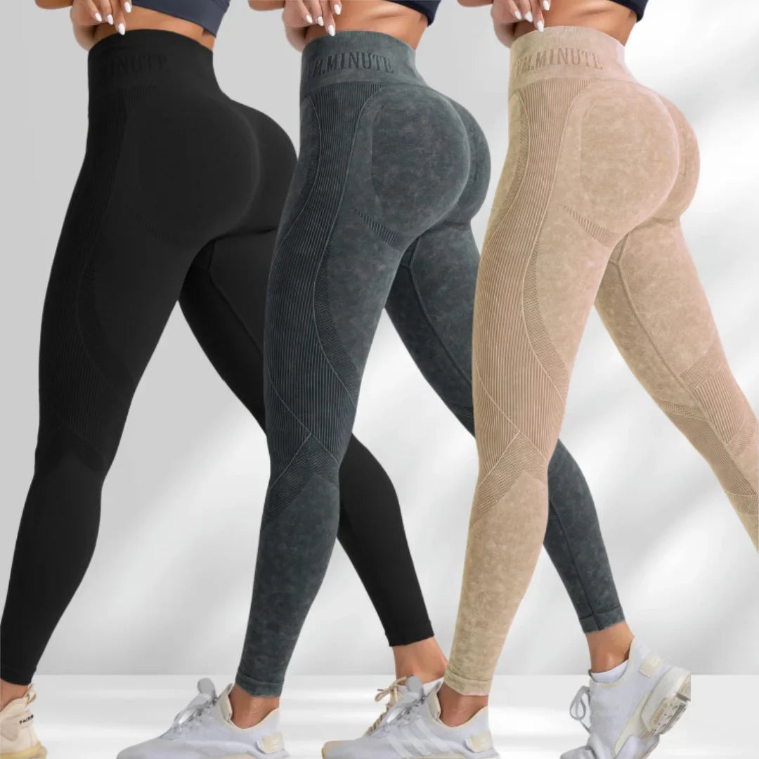 Women Seamless Gym High Waist Yoga Pants Hip Lifting Outdoor Sports Tight Waist Letter Sand Washed Pants Exercise Yoga Leggings Good Vibrations