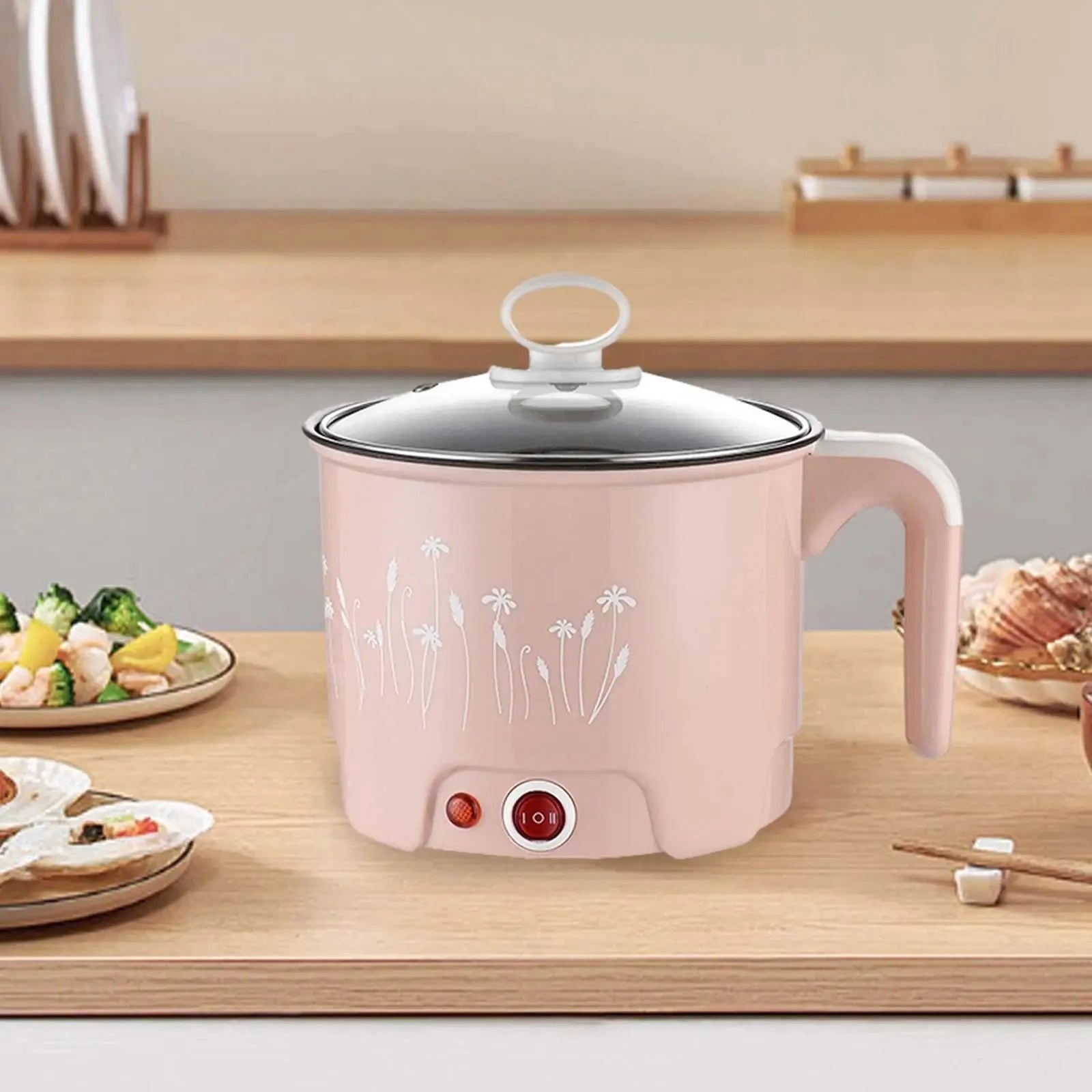 Electric Pots Household Portable Multipurpose Mini Ramen Cooker Noodles Cooker Mini Pot for Shabu Shabu Dumpling Fry Ramen Eggs Good Vibrations