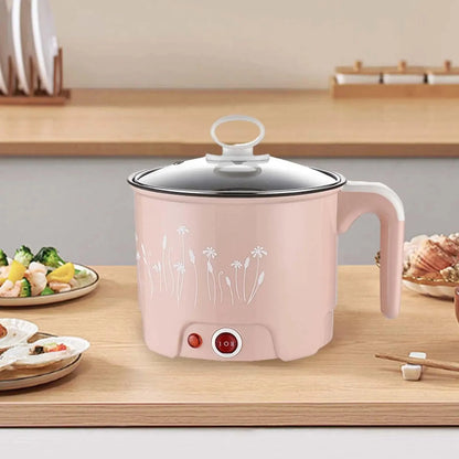 Electric Pots Household Portable Multipurpose Mini Ramen Cooker Noodles Cooker Mini Pot for Shabu Shabu Dumpling Fry Ramen Eggs Good Vibrations