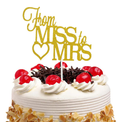 Cake Topper From Miss To Mrs Bride Wedding Cupcakes flags For Decor Mariage Mr Mrs  Family Cake Toppers Bridal Shower Party Good Vibrations