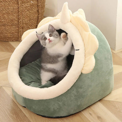 Deep Sleep Cat Bed Cartoon Pet Bed Foldable Removable Washable Pet Sleeping Bed for Small Dog Mat Bag Cave Cats Bed Good Vibrations