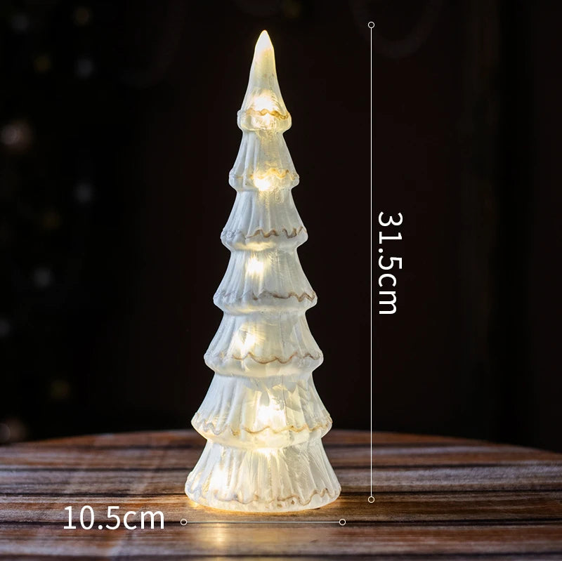 Christmas Tree Glass Night Light for Home Xmas Romantic Holiday Atmosphere Arbol De Navidad Ornaments LED Luminous Decoration Good Vibrations