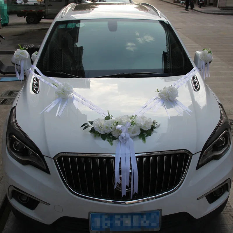1set Wedding car decoration car head flower wedding supplies wedding main wedding car layout set creative personality Good Vibrations