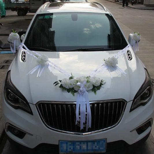 1set Wedding car decoration car head flower wedding supplies wedding main wedding car layout set creative personality Good Vibrations