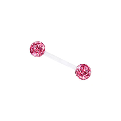 14g 1.6mm Acrylic Flexible 16/19/22/38mm Tongue Bar 6mm Epoxy Coved Crystal Double Ball Nipple Ring Barbell Piercing Good Vibrations Adult Super Store
