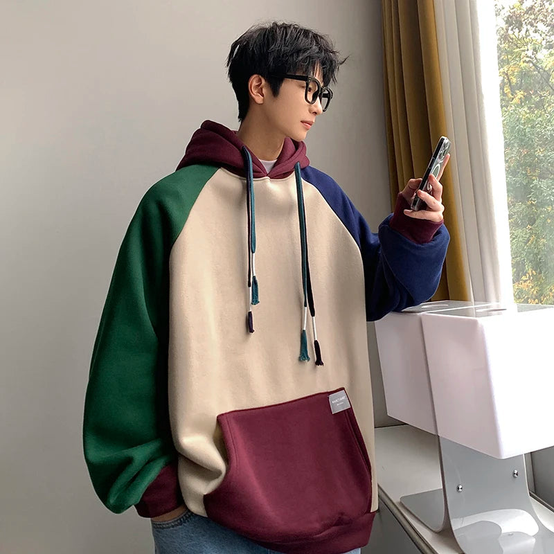 2024 Spring Men's Hoodie Sweatshirt Men Hooded Patchwork Daily Pullover Sports Streetwear Designer Autumn Clothing Hoodies Good Vibrations