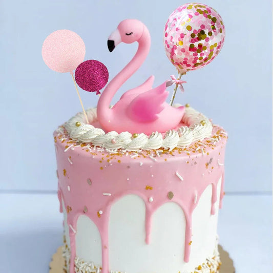 Pink Flamingo Cake Toppers Girls Flamingo Themed Birthday Pary Cake Decoration Hawaiian Summer Wedding Party Decoration Supplies Good Vibrations