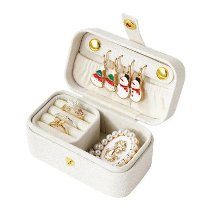 Exquisite Pu Leather Jewelry Box Simple Ring Necklace Earrings Storage Minimalist Style Daily Travel Portable Storage Box Good Vibrations
