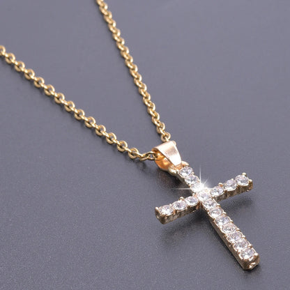 Cross Charm Necklace Crystal Pendant Necklaces For Women Men Accessories Rhinestone Christ Crosses Choker Gift Fashion Jewelry Good Vibrations