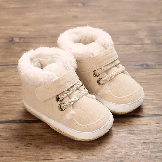 HAIZHIW 0-18M NEW Winter Baby Boys Girls High Tops Sneakers Rubber Anti-Slip Sole Fleece for Warmth Infant Newborn Shoes Good Vibrations