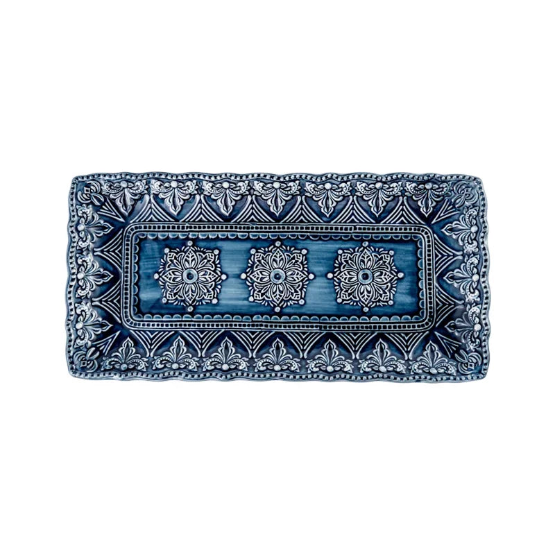 Creative Household Dinner Plate European Ceramic Steak Dinner Plate Light Luxury Relief Tableware Small Dish Kitchen Utensils Good Vibrations