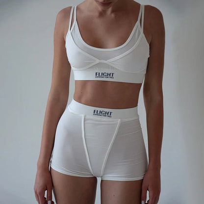Women's 2-Piece Outfit Set Crop Top And Shorts Matching Sets Cleanfit Style Summer Fashion Suitable for All Good Vibrations