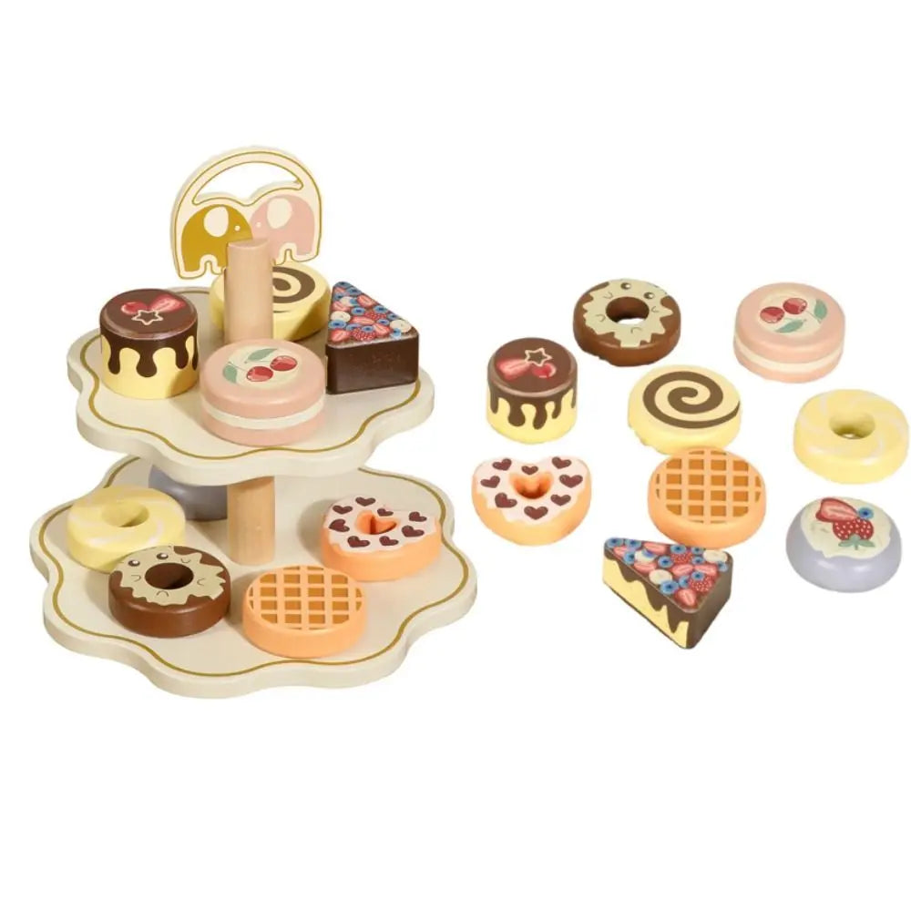 Wooden Afternoon Tea Set Toy Simulation Assembled Tea Set Play Toy Montessori DIY Minature Pretend Play Kitchen Set Kids Gifts Good Vibrations