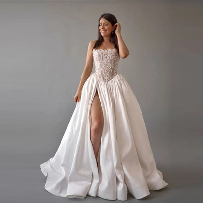 2025 Elegant Women Wedding Dresses Sexy Sleeveless A-Line Gowns Mopping Length Engagement Banquet Vestidos De Novias Customized Good Vibrations