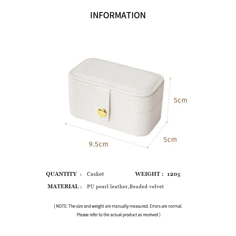 Exquisite Pu Leather Jewelry Box Simple Ring Necklace Earrings Storage Minimalist Style Daily Travel Portable Storage Box Good Vibrations