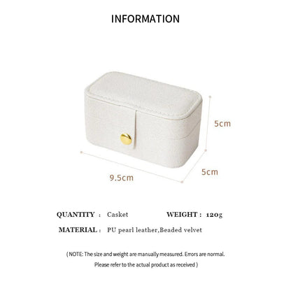 Exquisite Pu Leather Jewelry Box Simple Ring Necklace Earrings Storage Minimalist Style Daily Travel Portable Storage Box Good Vibrations