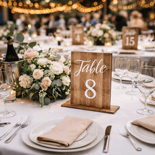 Seat Numbers Double-Sided Wedding Table Numbers Numbers 1-20 Vintage Wooden Table Markers Durable Texture Number Cards Party Good Vibrations