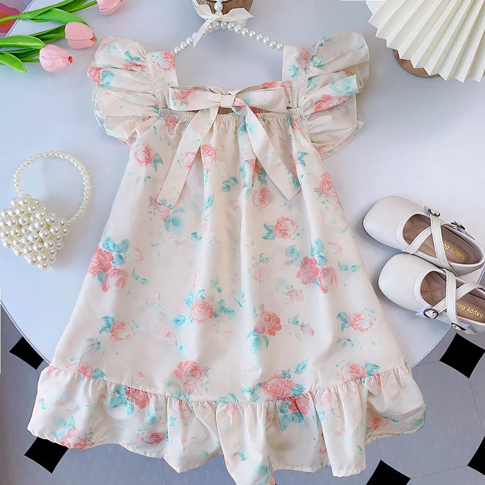 Bear Leader Rose Pink Plaid Bow Dress Elegant Lolita Child Big Girls Midi Dress Children Dresses Teens Party Princess Sundress Good Vibrations