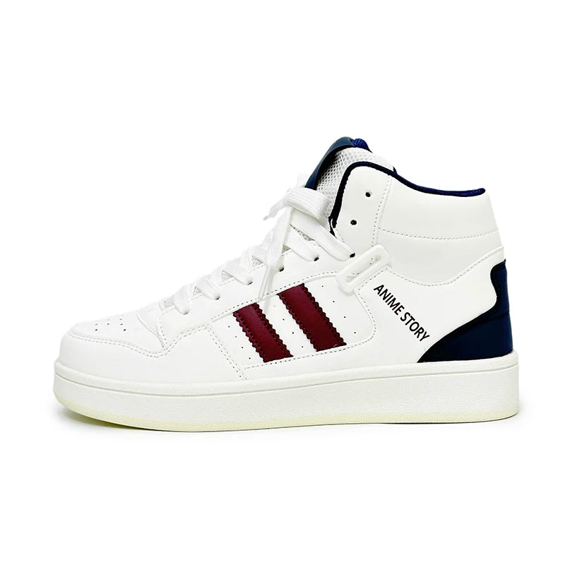 High Top National Tide Color Matching Strap Classic New Board Shoes Casual Walking Shoes Bread Shoes Small White Shoes Students Good Vibrations