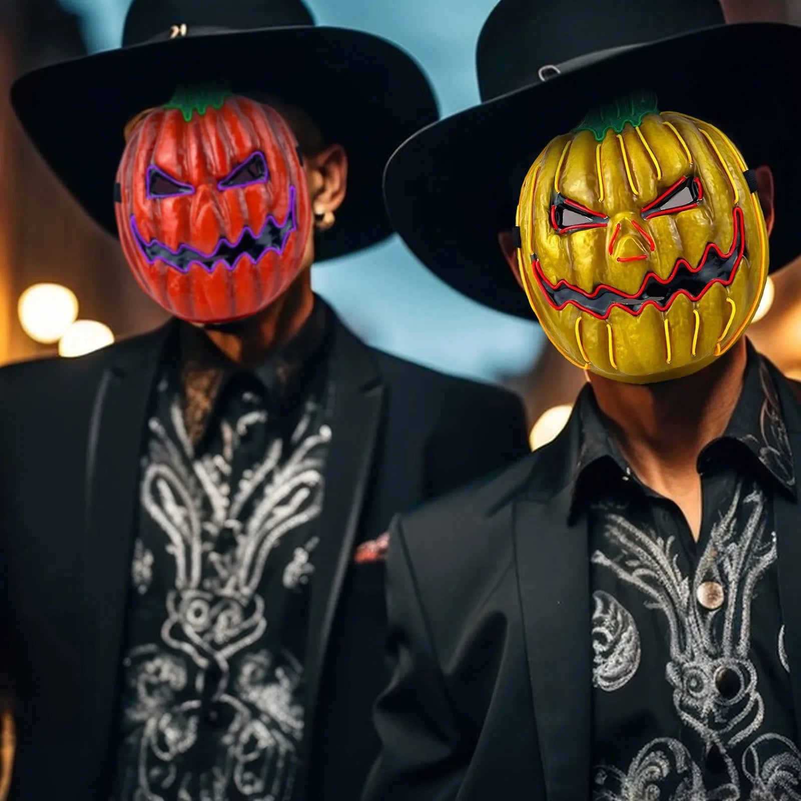 Creative Halloween Masks With Luminous LED Gloiwng  Pumpkin Head Horror Mask Ghost Full Face Mask Party Decoration Props Good Vibrations