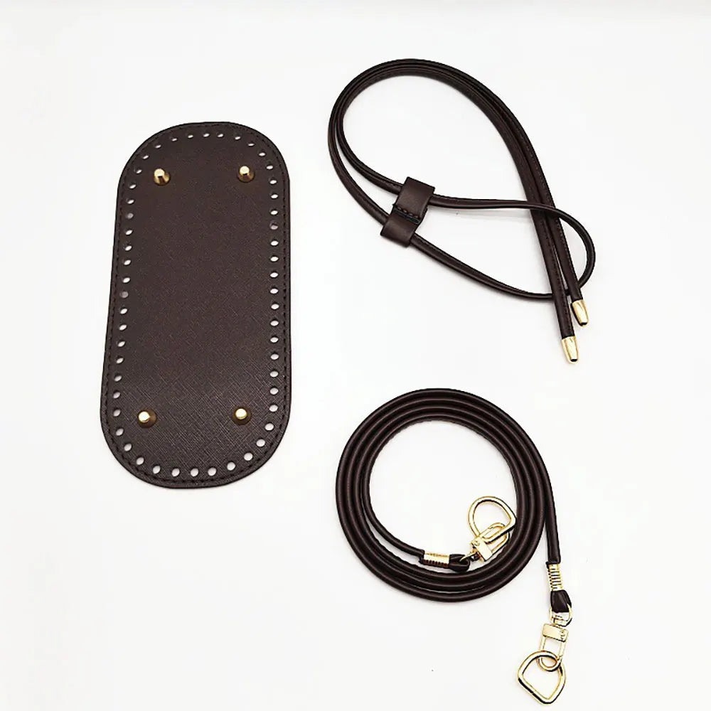 3Pcs DIY Purse Making Kit with Chain PU Leather Bucket Bag Base & Shoulder Strap Crochet Handbag Accessories ﻿ Good Vibrations
