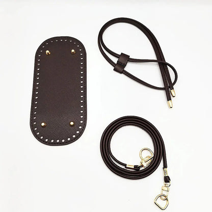 3Pcs DIY Purse Making Kit with Chain PU Leather Bucket Bag Base & Shoulder Strap Crochet Handbag Accessories ﻿ Good Vibrations